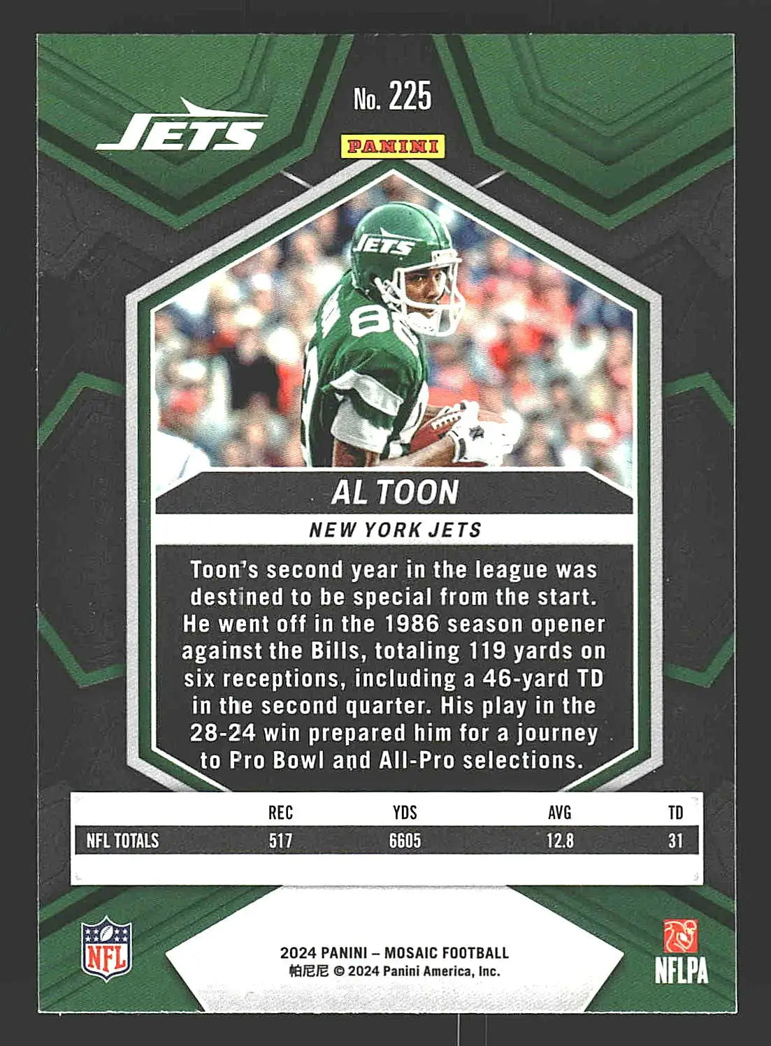 2024 Panini Mosaic #225 Al Toon - Football Card Single
