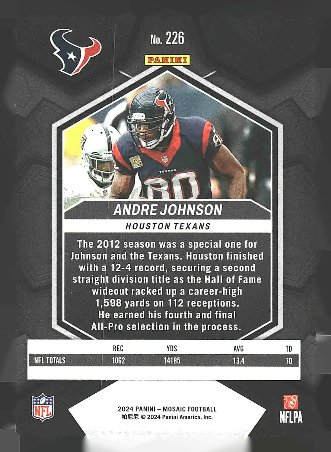 2024 Panini Mosaic #226 Andre Johnson - Football Card Single