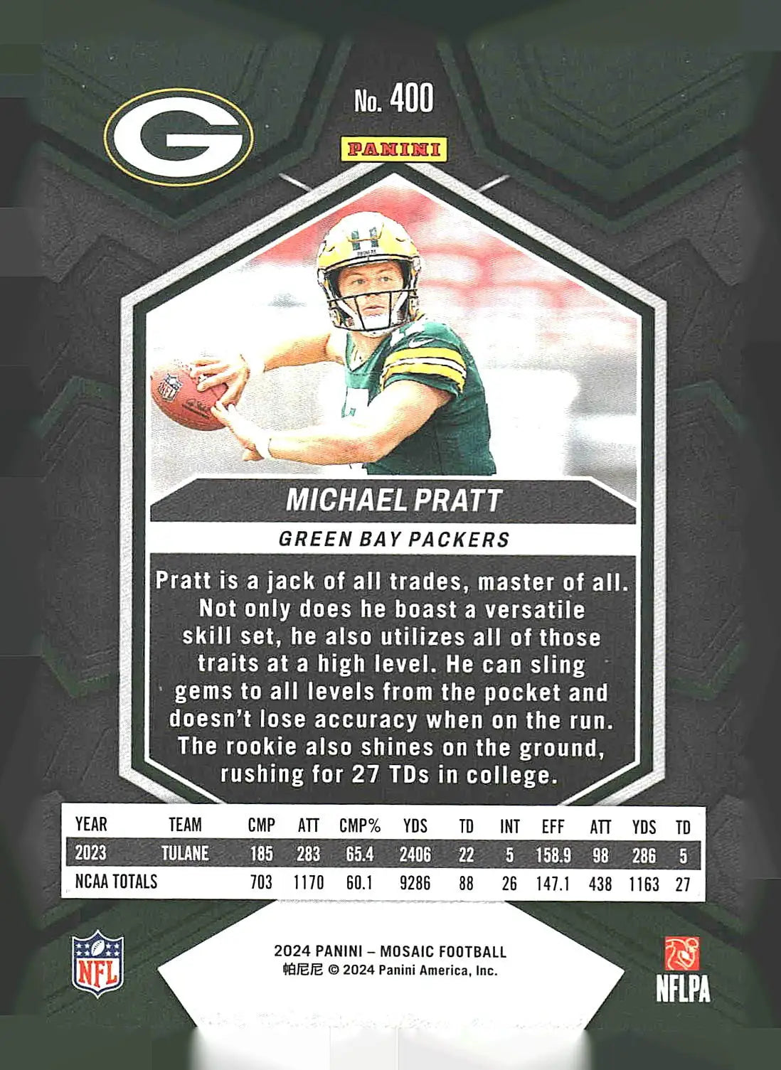 2024 Panini Mosaic #400 Michael Pratt - Football Card Single