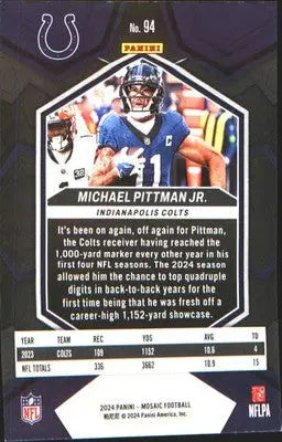 2024 Panini Mosaic #94 Michael Pittman Jr. - Football Card Single
