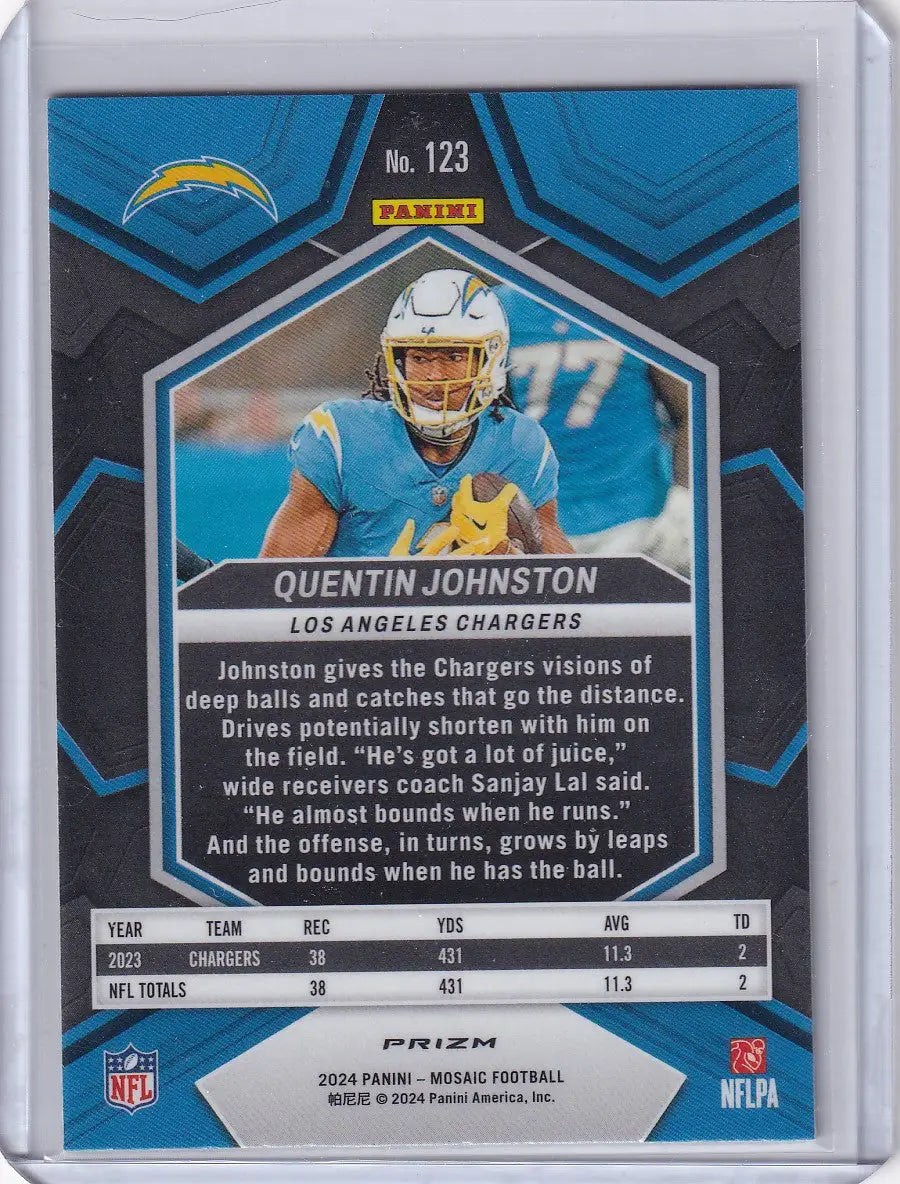 2024 Panini Mosaic Green Reactive #123 Quentin Johnston - Los Angeles Chargers - Football Card Single