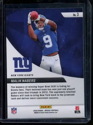 2024 Panini Mosaic Malik Nabers #3 RC Football - Football Card Single