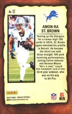 2024 Panini Mosaic Notoriety #12 Amon-Ra St. Brown - Football Card Single
