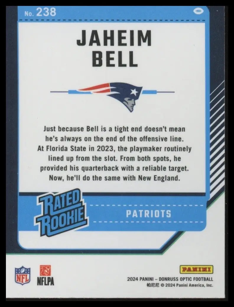 2024 Panini Optic Jaheim Bell Rookie #238 New England Patriots Football Card NFL - Football Card Single