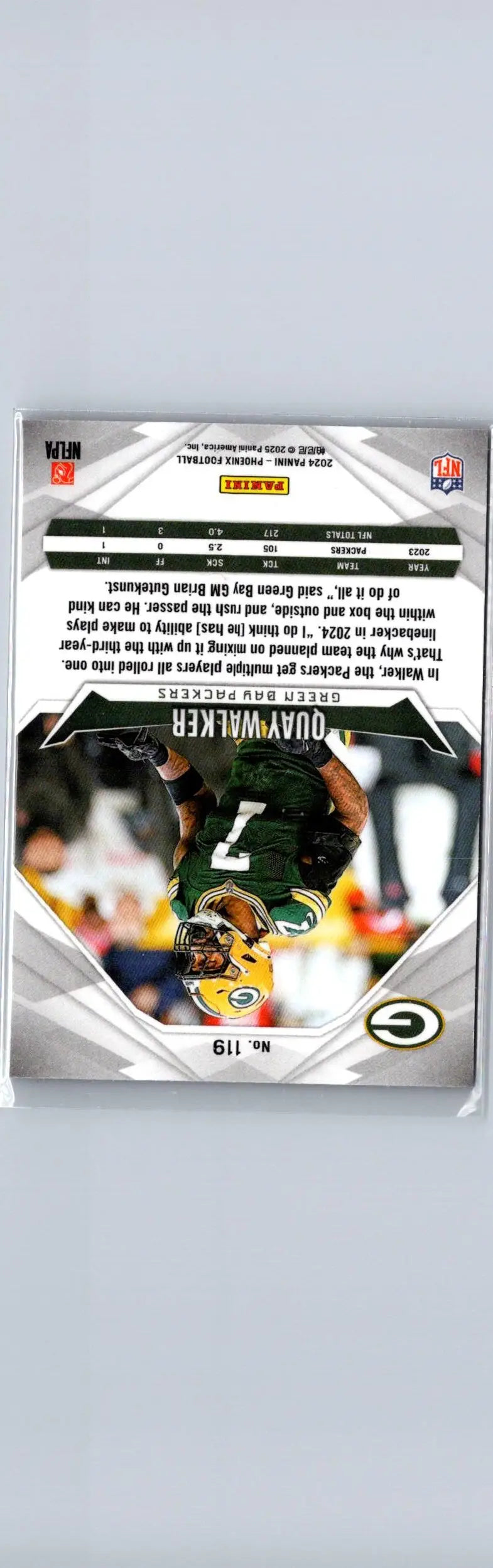 2024 Panini Phoenix Quay Walker Lazer football card featuring Quay Walker player image