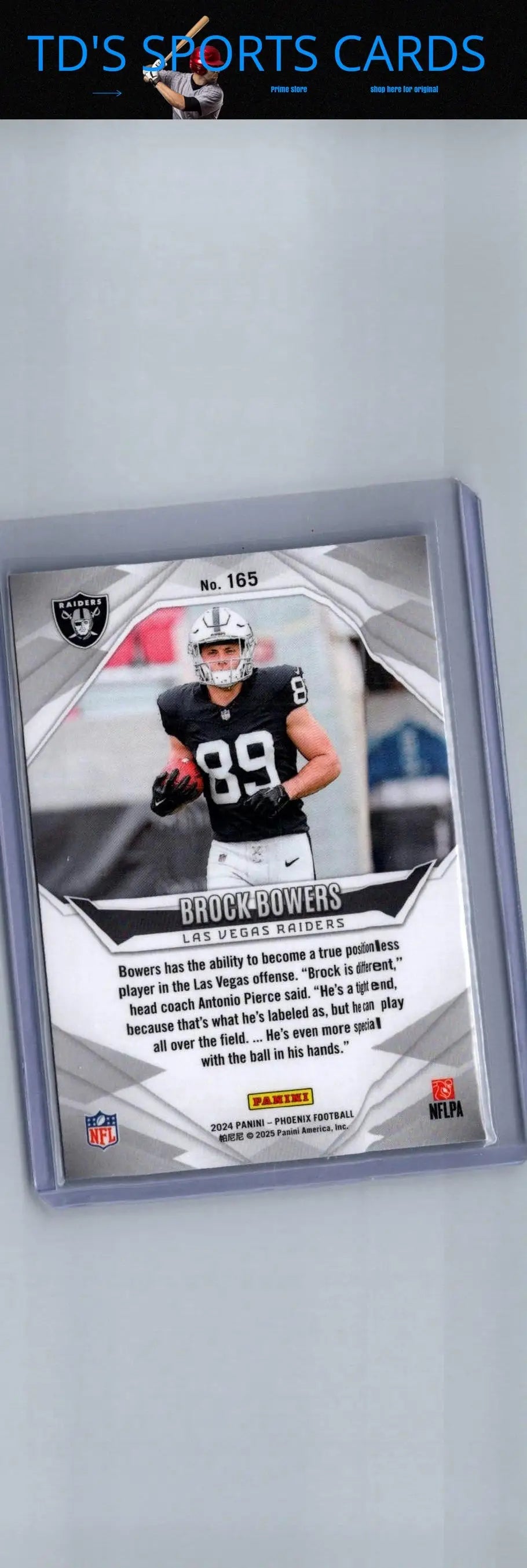 Brock Bowers football card from 2024 Panini Phoenix series featuring player collectible