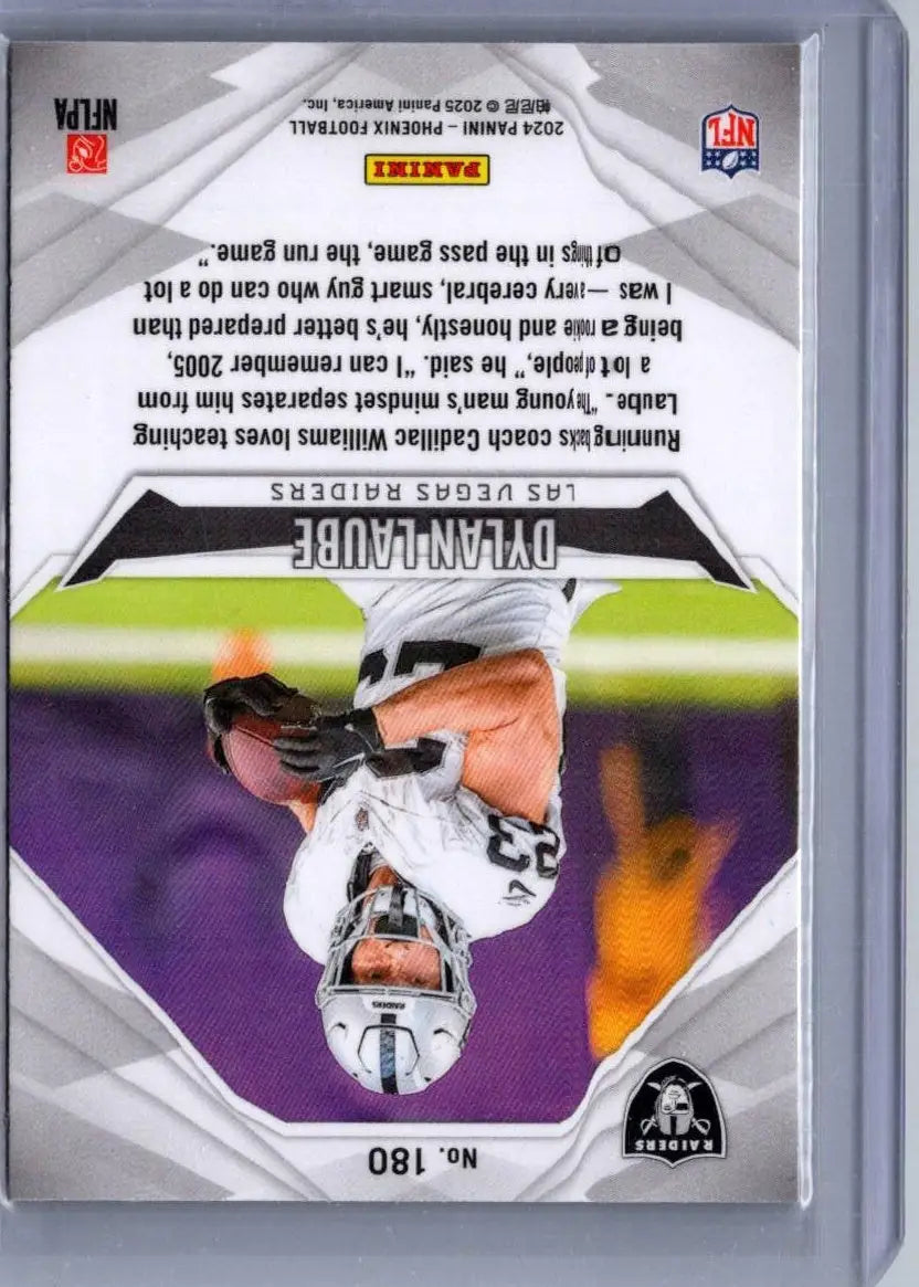 2024 Panini Phoenix Dylan Laube Lazer football card featuring Dylan Laube athlete
