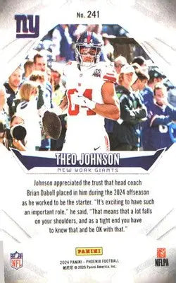2024 Panini Phoenix #241 Theo Johnson Rookie RC - Football Card Single