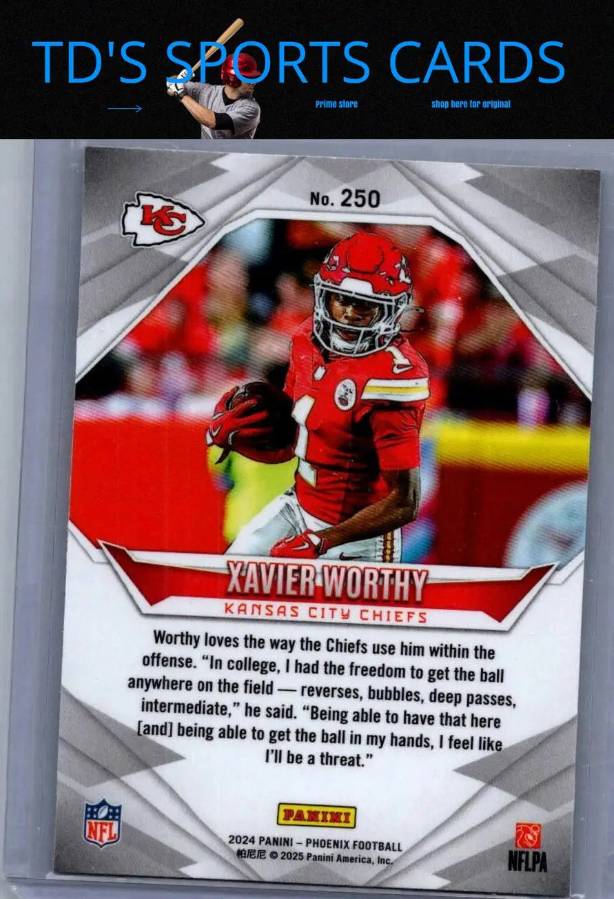 2024 Panini Phoenix Xavier Worthy football card featuring Xavier Worthy collectible