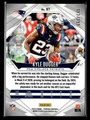 2024 Panini Phoenix #97 Kyle Dugger Team Helmet #/399 - Football Card Single