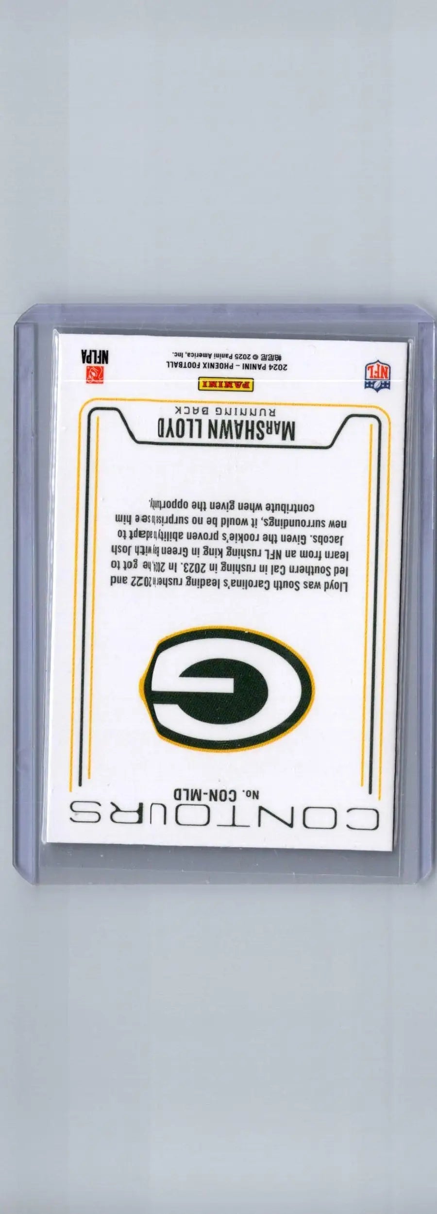MarShawn Lloyd football card from 2024 Panini Phoenix Marshawn Lloyd Contours collection