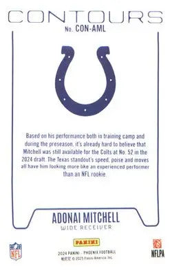 2024 Panini Phoenix Contours Purple #CON-AML Adonai Mitchell - Football Card Single