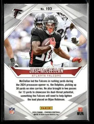 2024 Panini Phoenix Jase McClellan #193 RC Atlanta Falcons