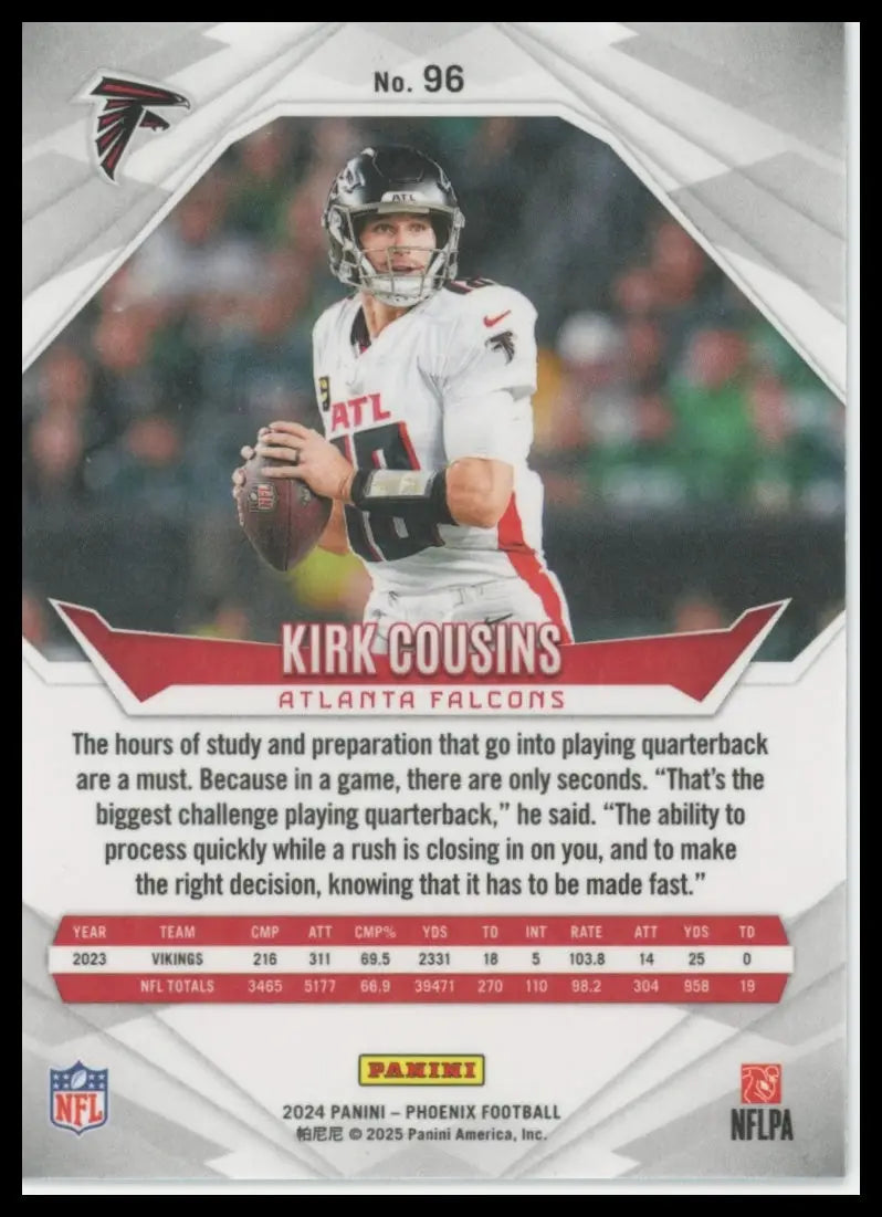 2024 Panini Phoenix Kirk Cousins 96 Atlanta Falcons - Football Card Single
