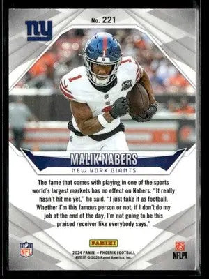 2024 Panini Phoenix Malik Nabers #221 RC New York Giants