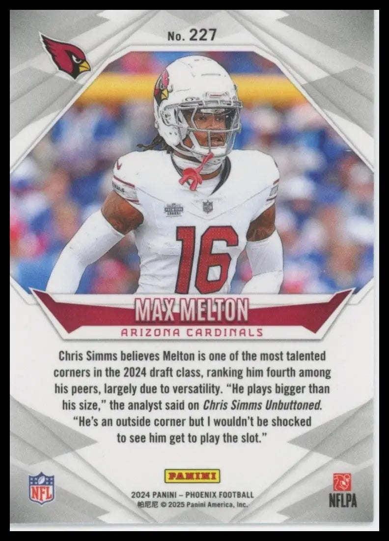2024 Panini Phoenix Purple Rookie Max Melton #227 Arizona Cardinals Football NFL - Football Card Single