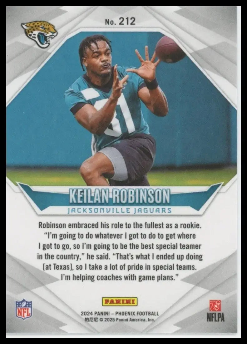 2024 Panini Phoenix Rookie Keilan Robinson #212 Jacksonville Jaguars Football - Football Card Single