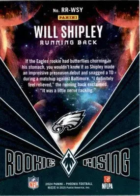 2024 Panini Phoenix #RR-WSY Will Shipley Rookie Rising - Football Card Single