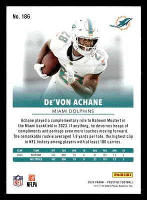 2024 Panini Prestige #186 De’Von Achane - Football Card Single