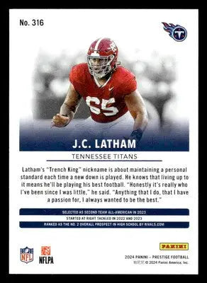 2024 Panini Prestige #316 JC Latham Hyper Xtra Points - Football Card Single