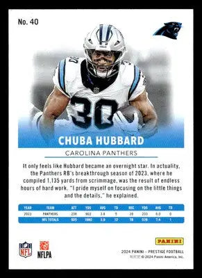 2024 Panini Prestige #40 Chuba Hubbard Carolina Panthers - Football Card Single
