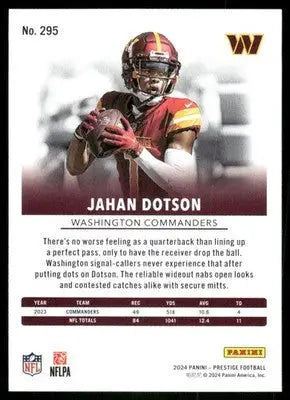 2024 Panini Prestige Jahan Dotson #295 Football - Football Card Single