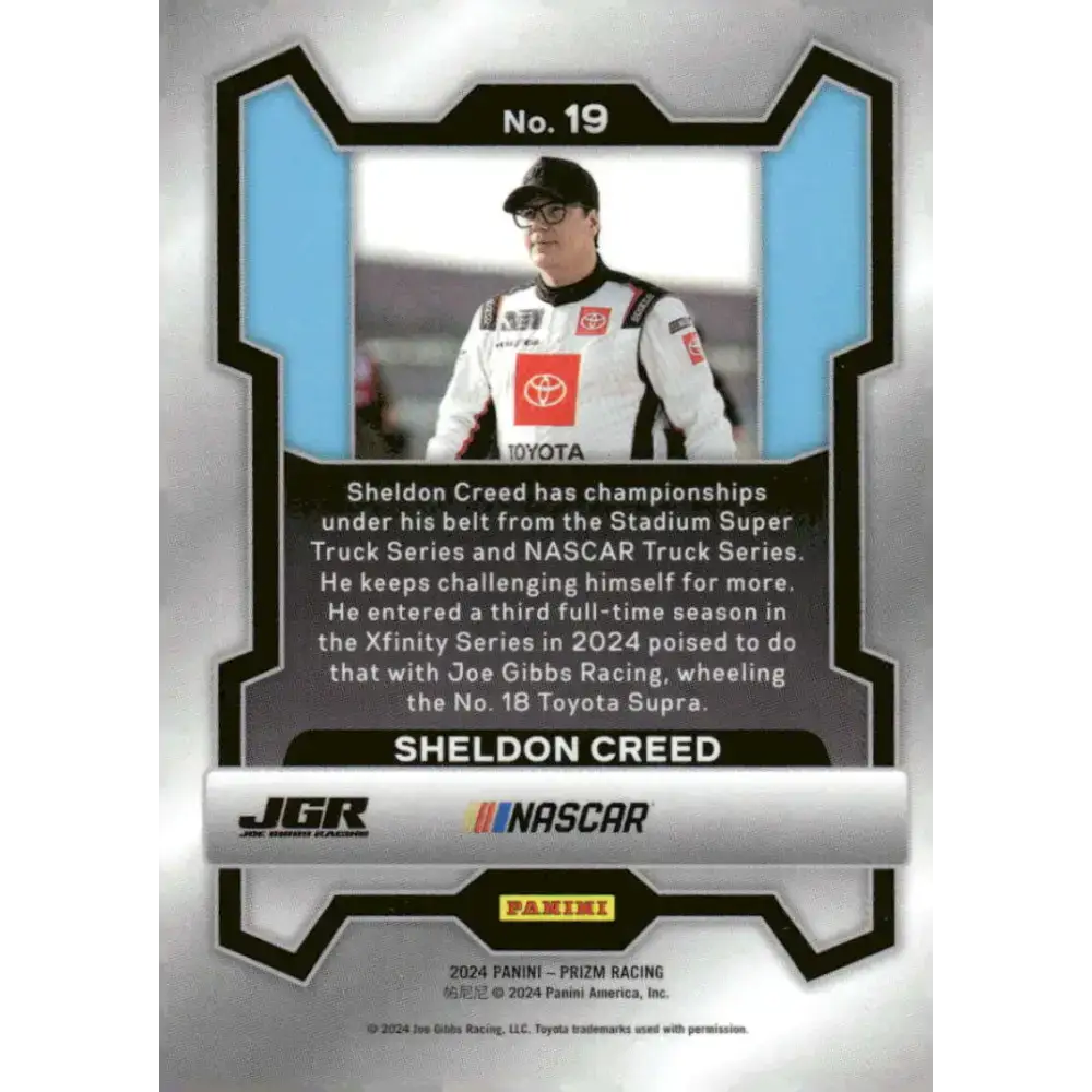 2024 Panini Prizm #19 Sheldon Creed NM-MT Friends of Jaclyn Foundation/Joe Gibbs Racing/Toyota Racing Card - Racing