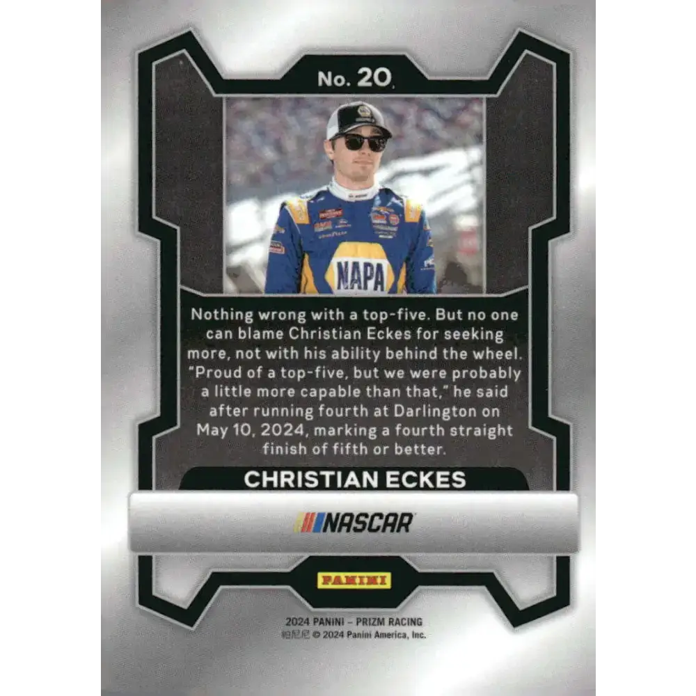2024 Panini Prizm #20 Christian Eckes NM-MT NAPA/McAnally Hilgemann Racing/Chevrolet Racing Card - Racing Card Single
