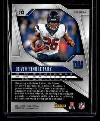 2024 Panini Prizm #213 Devin Singletary Black and White Checker - Football Card Single