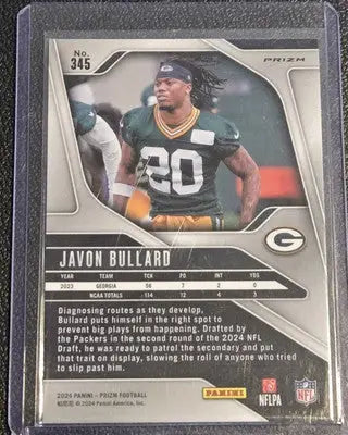 2024 Panini Prizm #345 Javon Bullard Green Wave - Football Card Single