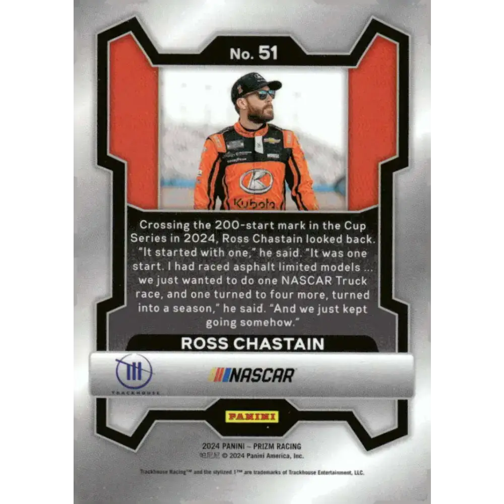 2024 Panini Prizm #51 Ross Chastain NM-MT Kubota/Trackhouse Racing/Chevrolet Racing Card - Racing Card Single