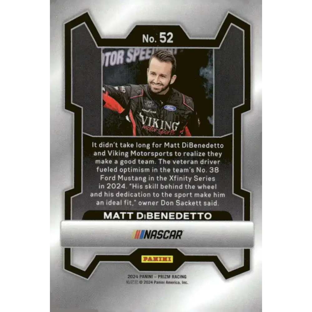2024 Panini Prizm #52 Matt DiBenedetto NM-MT Viking Motorsports/RSS Racing/Ford Racing Card - Racing Card Single