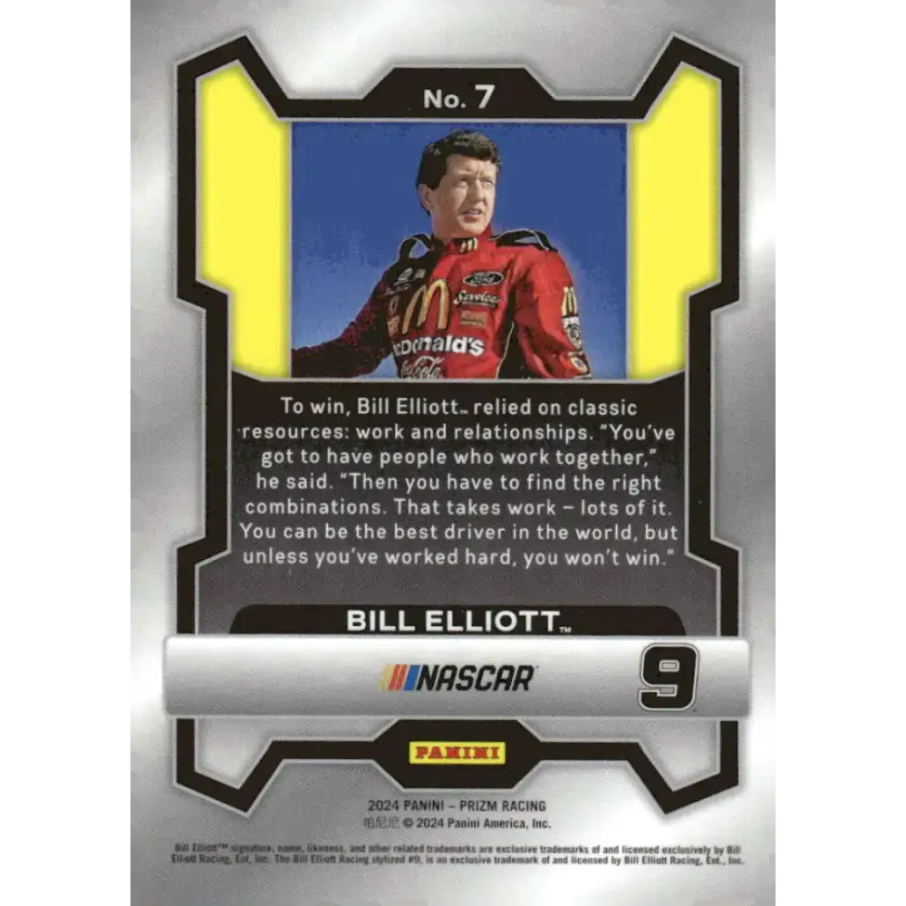 2024 Panini Prizm #7 Bill Elliott NM-MT McDonald’s/Bill Elliott/Ford Racing Card - Racing Card Single