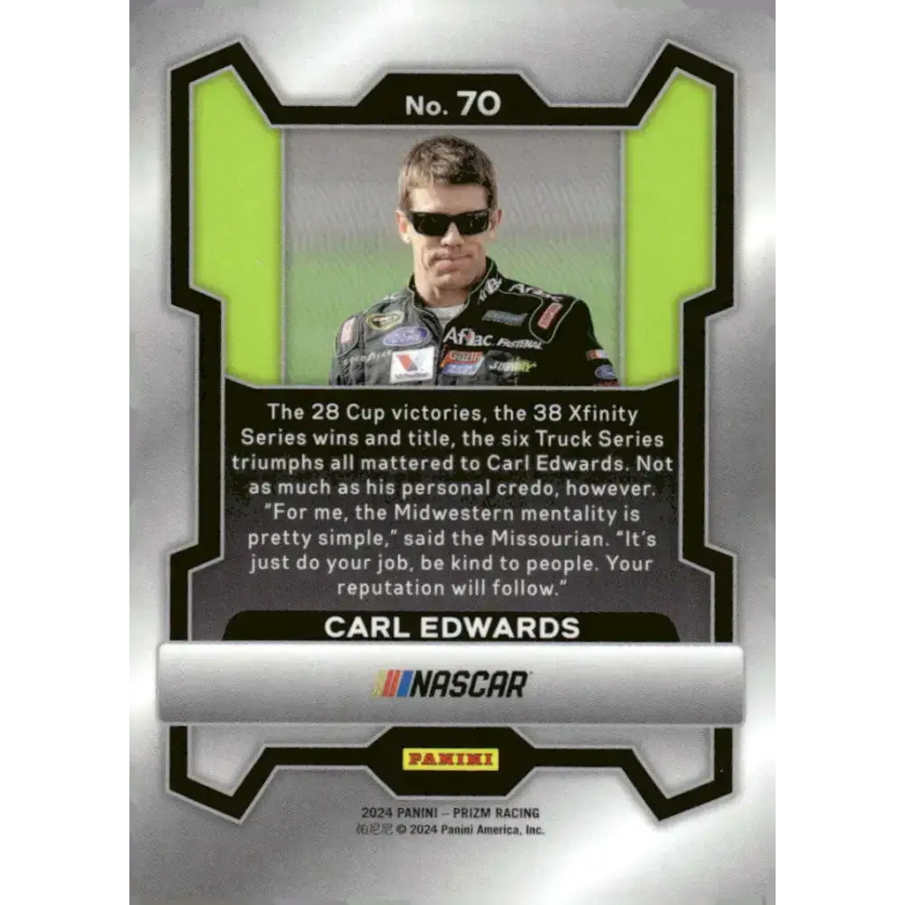 2024 Panini Prizm #70 Carl Edwards NM-MT Aflac/Roush Fenway Racing/Ford Racing Card - Racing Card Single