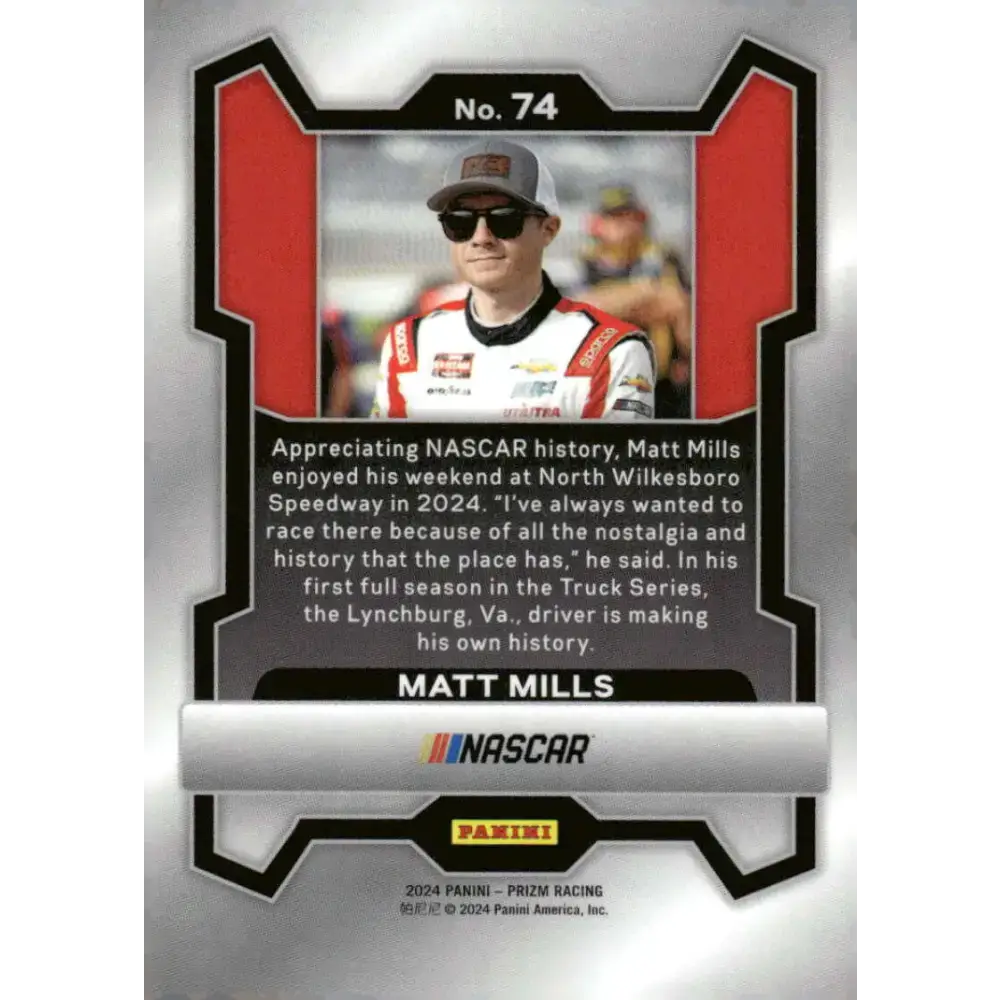 2024 Panini Prizm #74 Matt Mills NM-MT J.F. Electric/B.J. McLeod Motorsports/Chevrolet Racing Card - Racing Card Single
