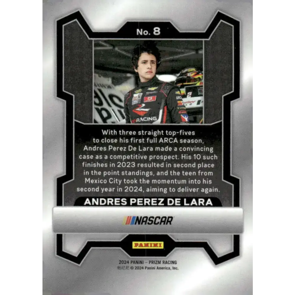 2024 Panini Prizm #8 Andres Perez De Lara NM-MT Max Siegel Inc./Rev Racing/Chevrolet Racing Card - Racing Card Single