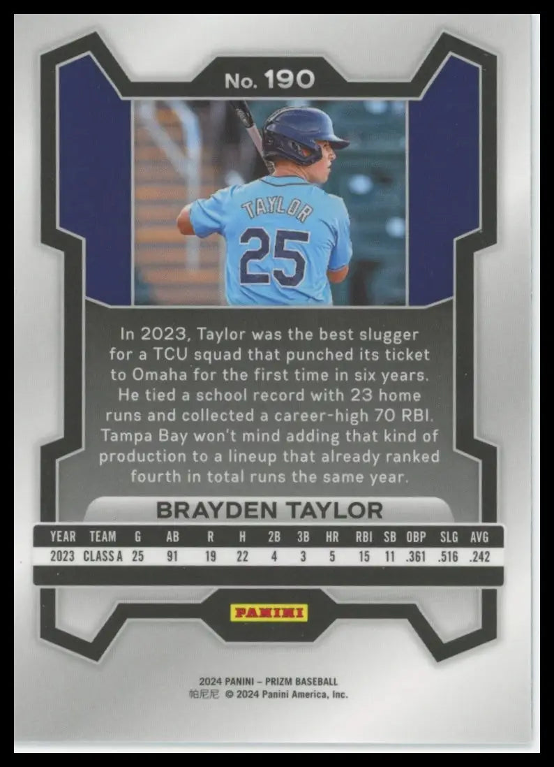 2024 Panini Prizm Brayden Taylor 190 Tampa Bay Rays NM - Baseball Card Single