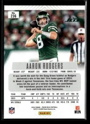 2024 Panini Prizm Deca Aaron Rodgers #236 New York Jets - Football Card Single