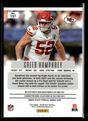 2024 Panini Prizm Deca Creed Humphrey #157 Kansas City Chiefs