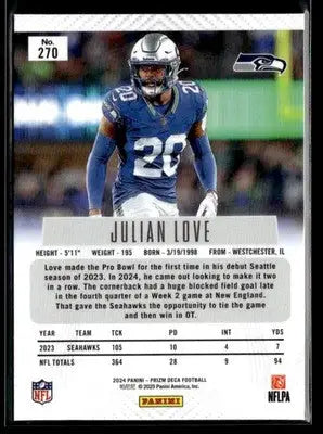 2024 Panini Prizm Deca Julian Love #270 Seattle Seahawks - Football Card Single