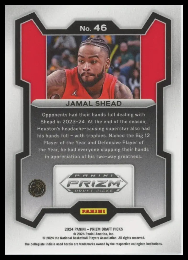 2024 Panini Prizm Draft Picks Jamal Shead #46 Rookie Basketball Card NCAA Sports - Basketball Card Single