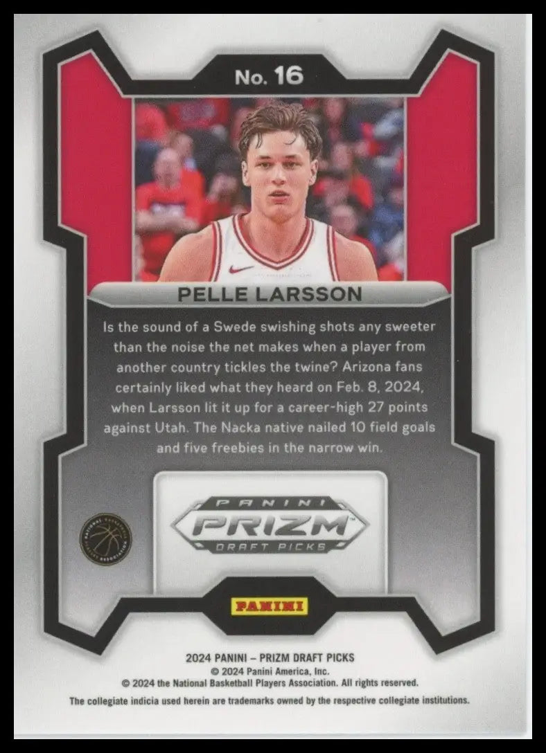 2024 Panini Prizm Draft Picks Pelle Larsson #16 Rookie Basketball Card NCAA - Basketball Card Single