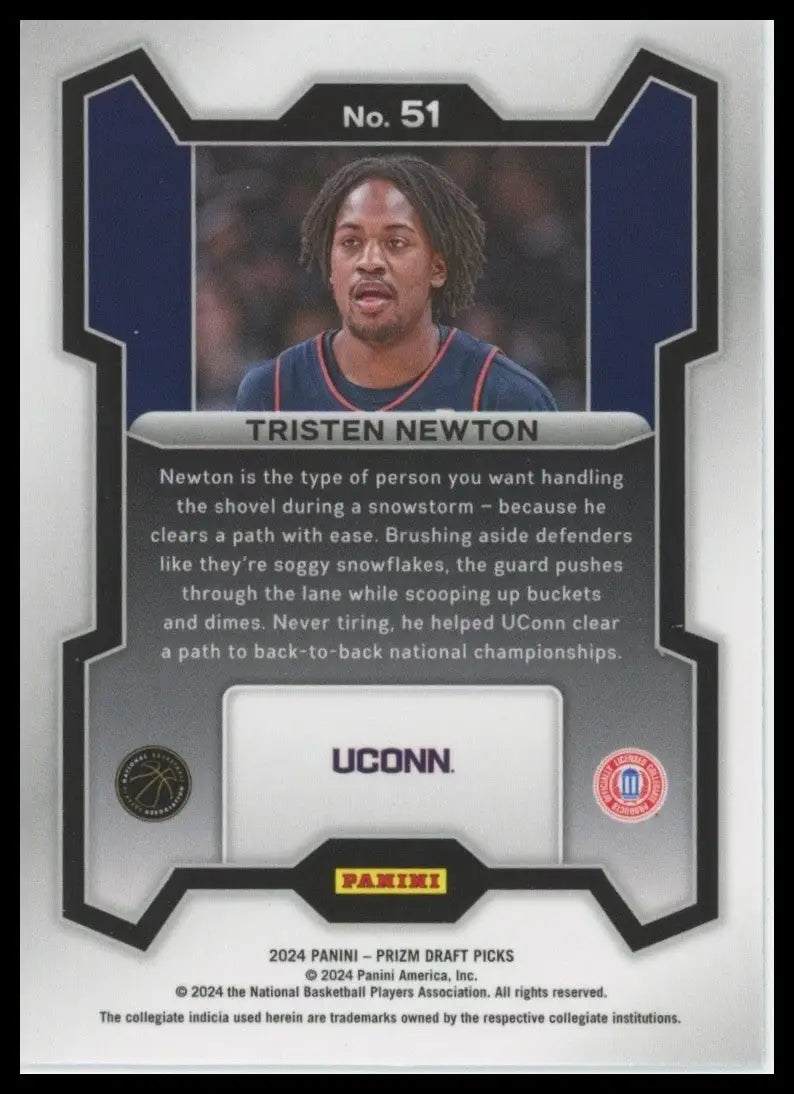 2024 Panini Prizm Draft Picks Tristen Newton #51 Rookie UCONN Huskies Basketball