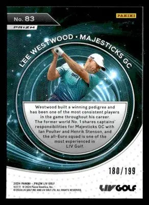 2024 Panini Prizm LIV #83 Lee Westwood Captains - Teal #/199 - Golf Card Single