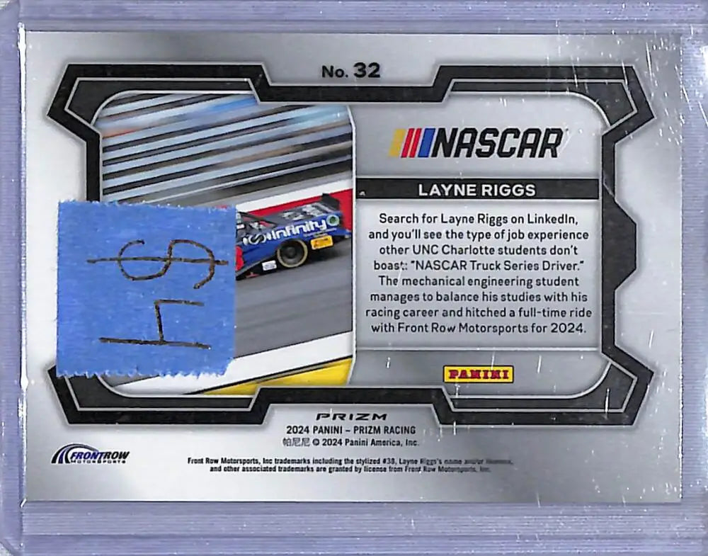 2024 Panini Prizm NASCAR Green #32 Layne Riggs NM-MT RC Rookie - Racing Card Single