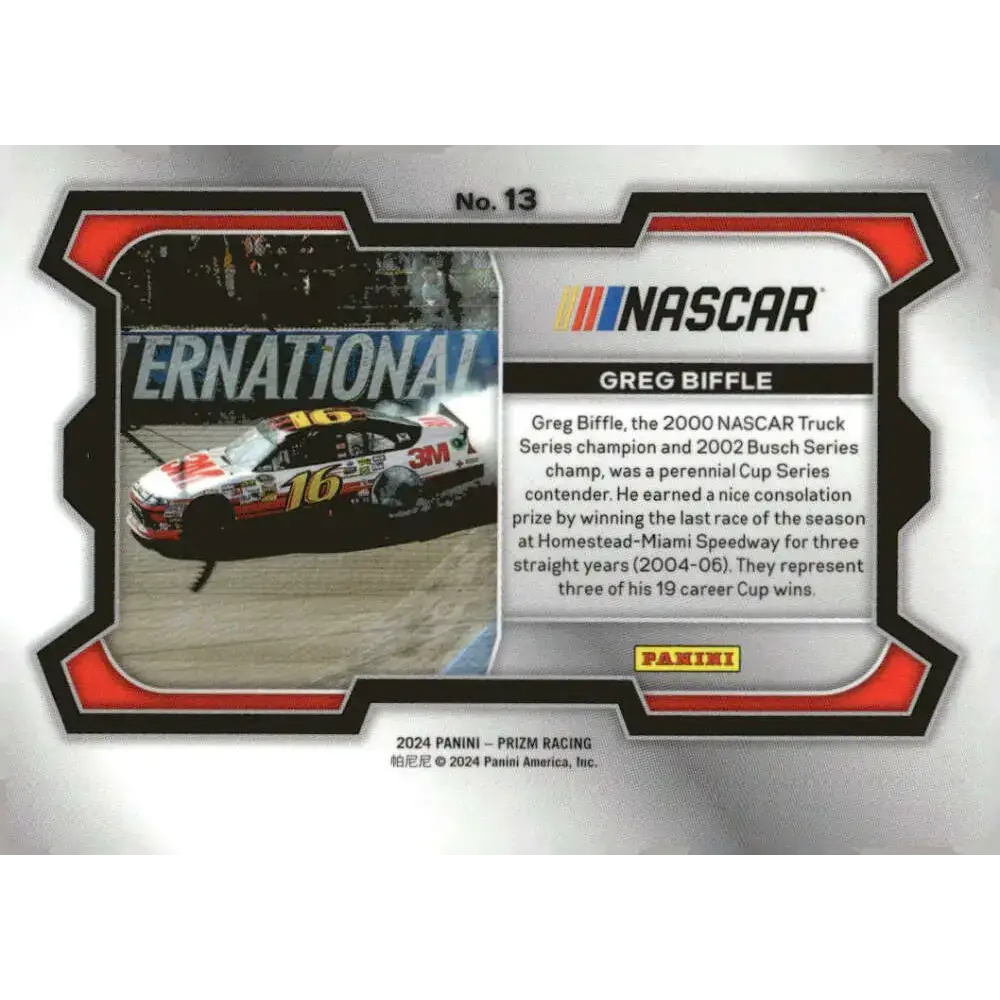 2024 Panini Prizm Rides #13 Greg Biffle NM-MT 3M/Roush Fenway Racing/Ford Racing Card - Racing Card Single