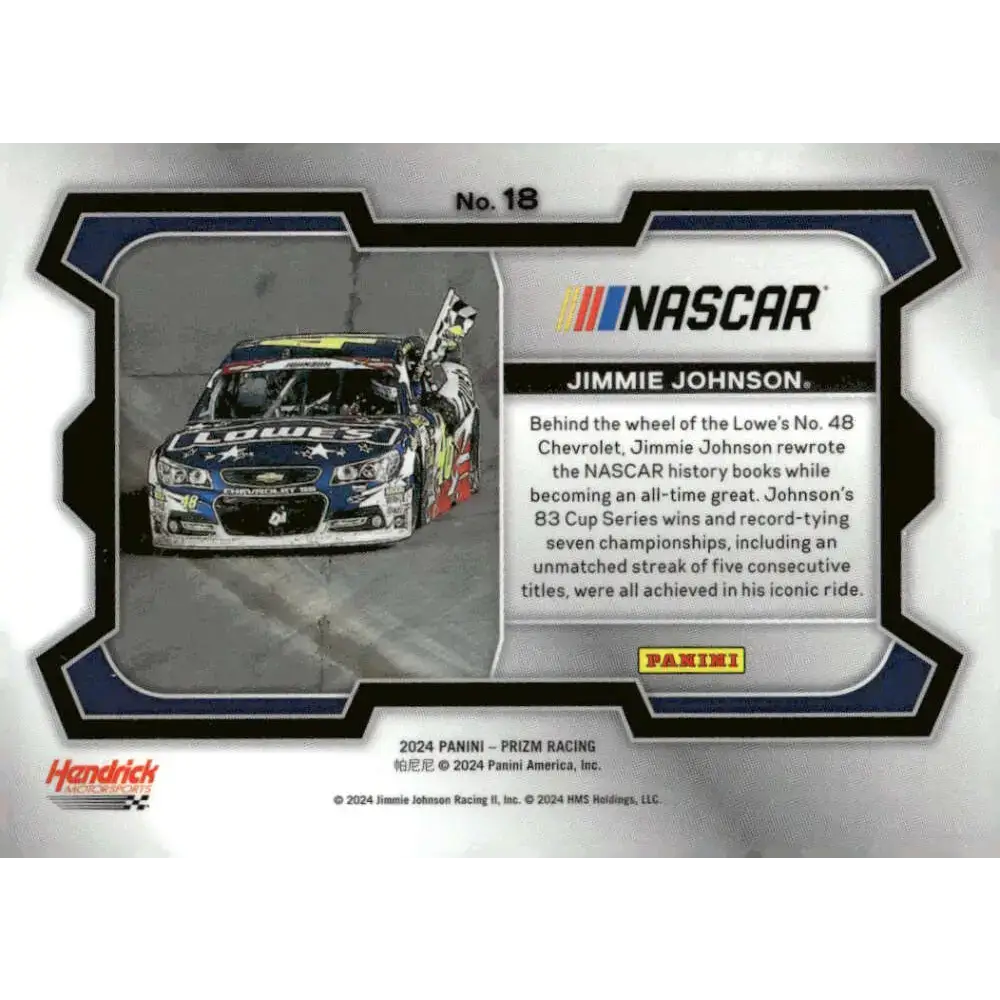 2024 Panini Prizm Rides #18 Jimmie Johnson NM-MT Lowe’s/Hendrick Motorsports/Chevrolet Racing Card - Racing Card Single