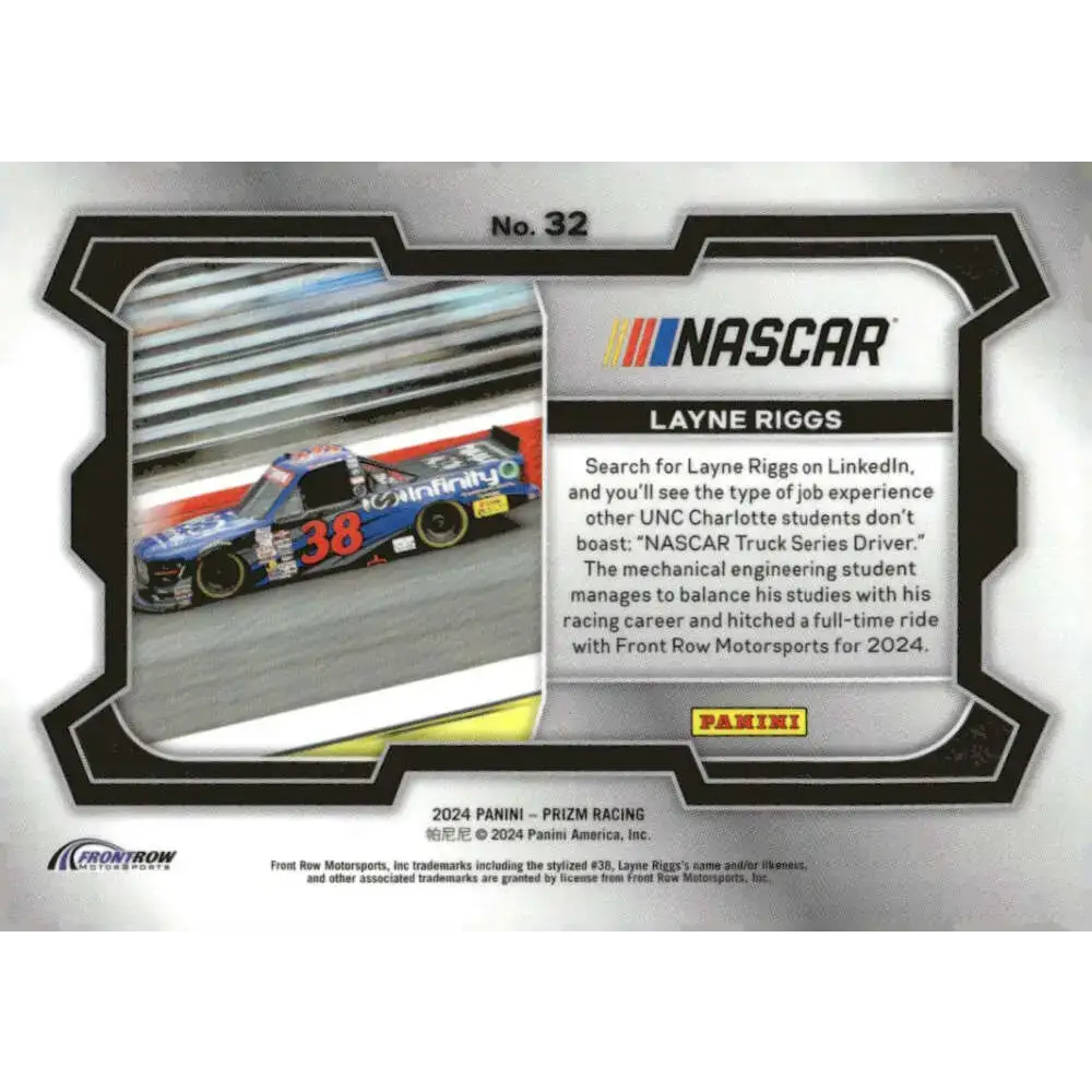 2024 Panini Prizm Rides #32 Layne Riggs NM-MT Infinity Communications Group/Front Row Motorsports/Ford Racing Card