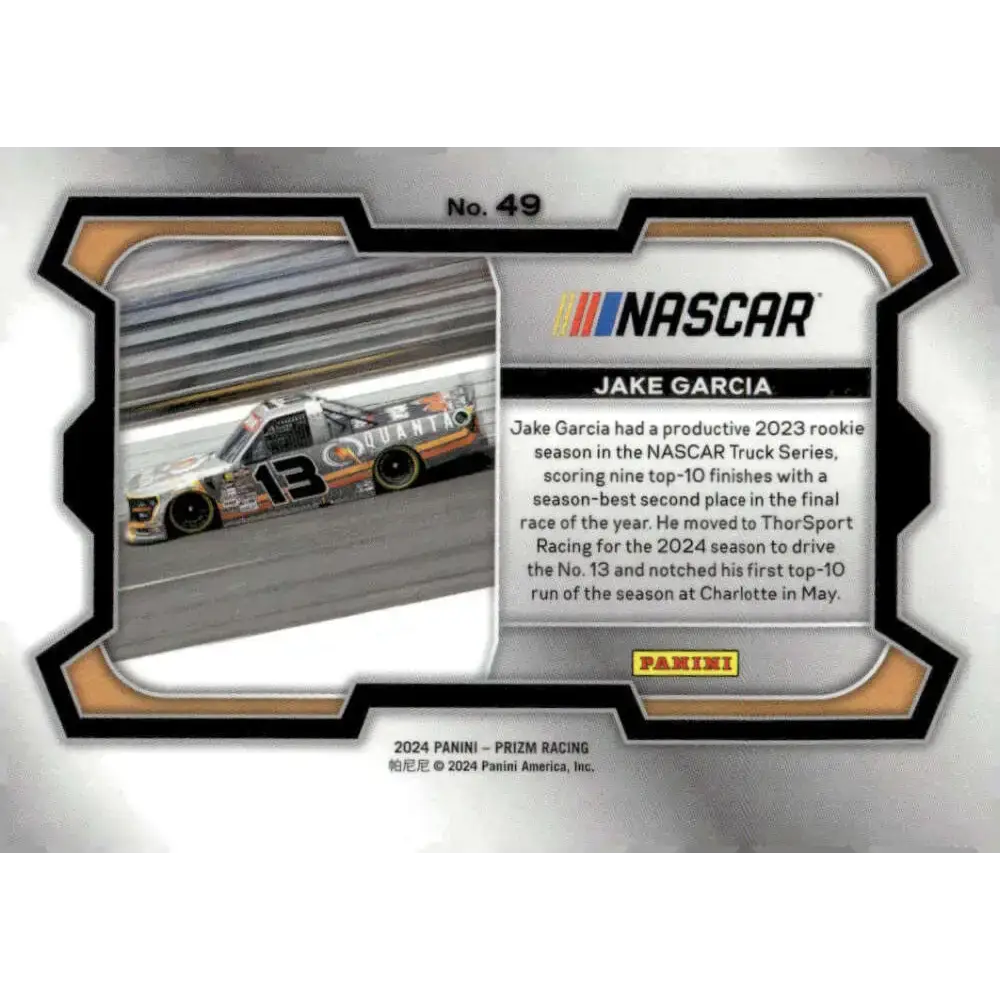 2024 Panini Prizm Rides #49 Jake Garcia NM-MT Quanta/ThorSport Racing/Ford Racing Card - Racing Card Single