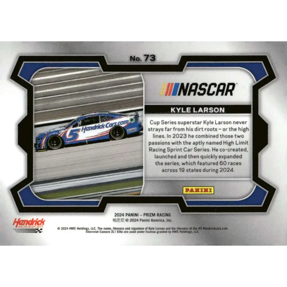 2024 Panini Prizm Rides #73 Kyle Larson NM-MT Hendrickcars.com/Hendrick Motorsports/Chevrolet Racing Card - Racing Card